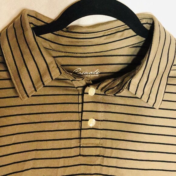 Roundtree & Yorke shirt striped brown pocket collar short sleeve cotton 2XT READ - Picture 7 of 12